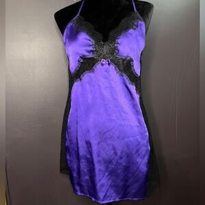 Victoria's Secret Purple Chemise with Black Lace